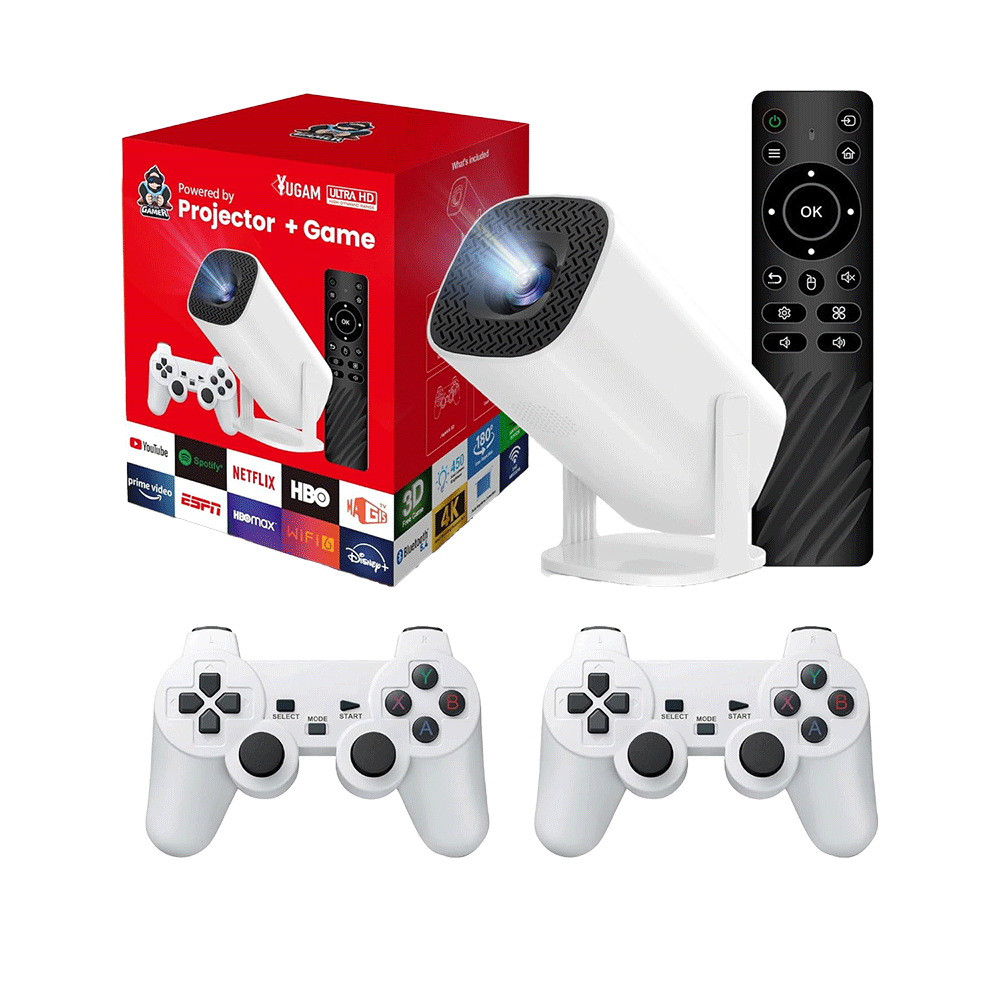 يوجام جهاز عرض بروجكتر محمول يعمل بتقنية واي فاي وبلوتوث - أبيض