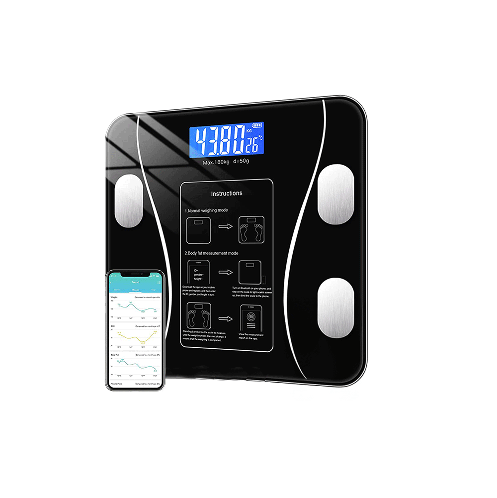 جنيريك ميزان زجاج رقمي لقياس الوزن - أسود