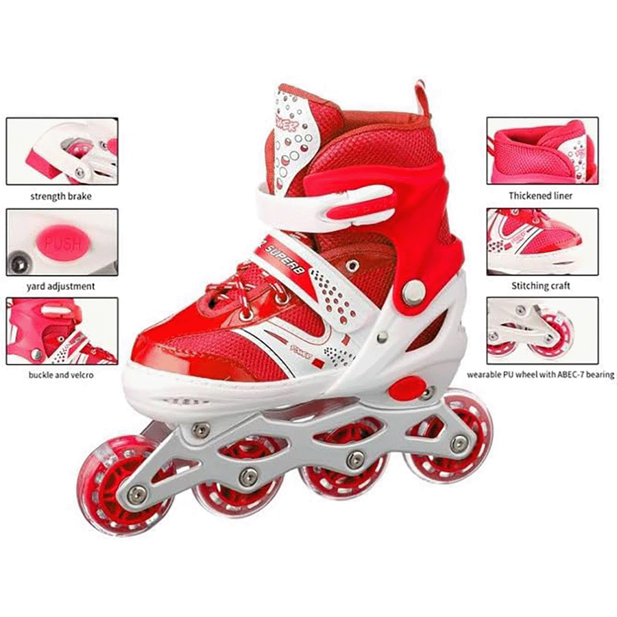 جينيرك باتينج حذاء تزلج قابل للتعديل بصف واحد مع فلاش LED - متعدد الألوان 