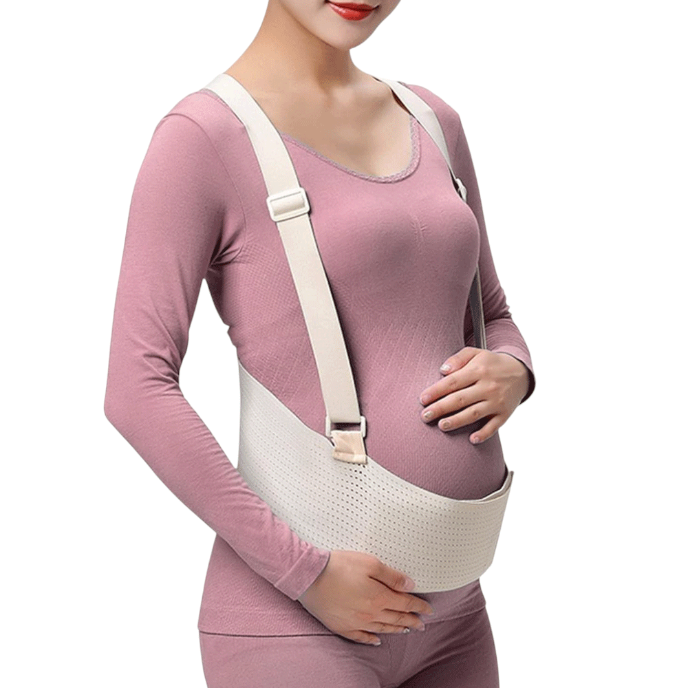 حزام خصر داعم للكتف و البطن وأسفل الظهر بتصميم قابل للتعديل للنساء الحوامل - بيج