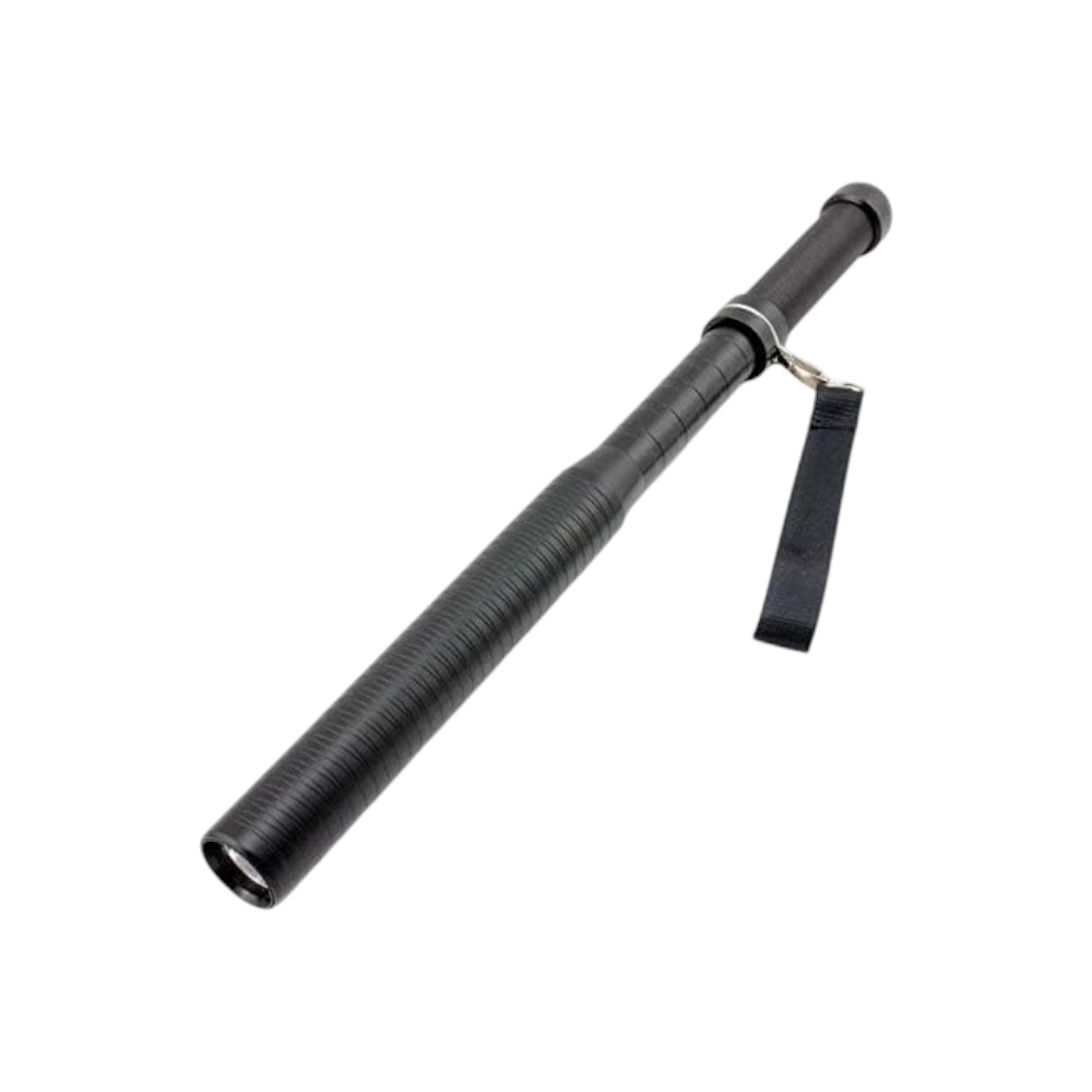 مصباح يدوي قابل لإعادة الشحن على شكل مضرب دفاع عن النفس - أسود 