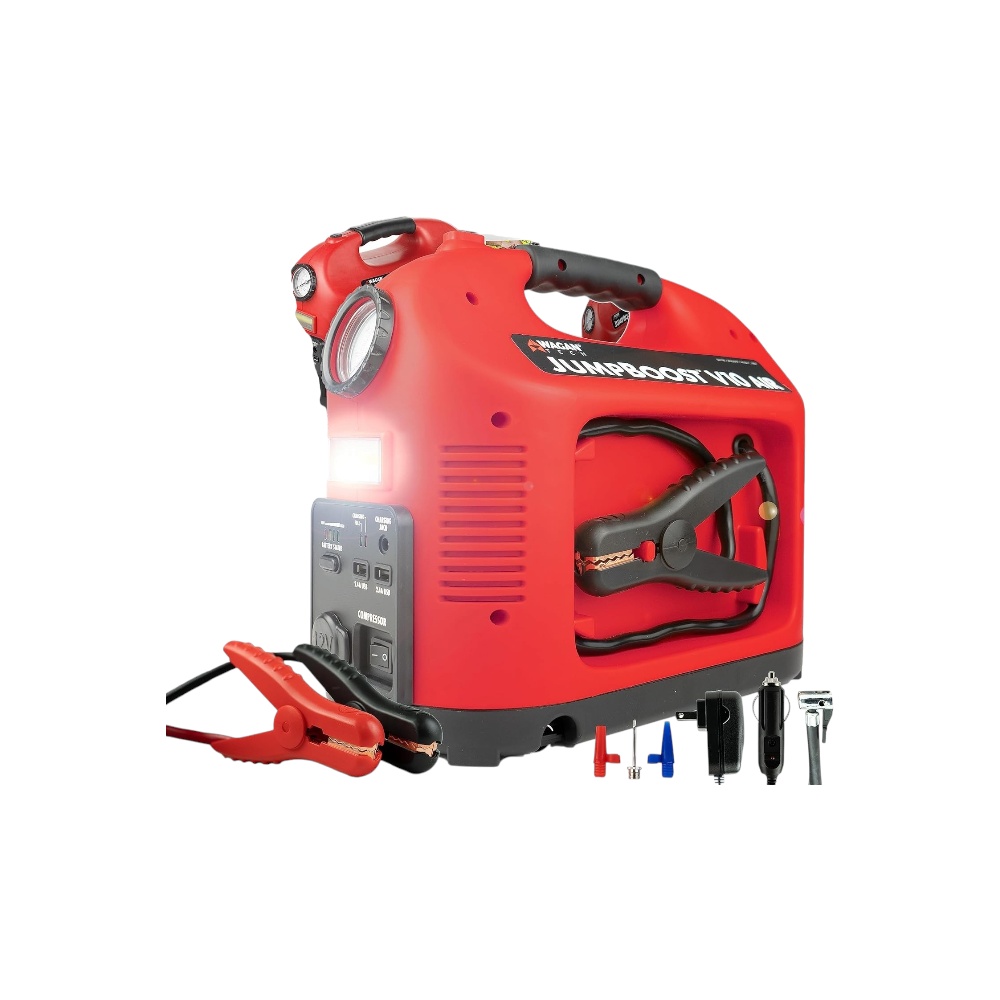 جهاز ضاغط هواء واجان كهربائي لتعبئة الإطارات بقوة 1200 أمبير - أحمر