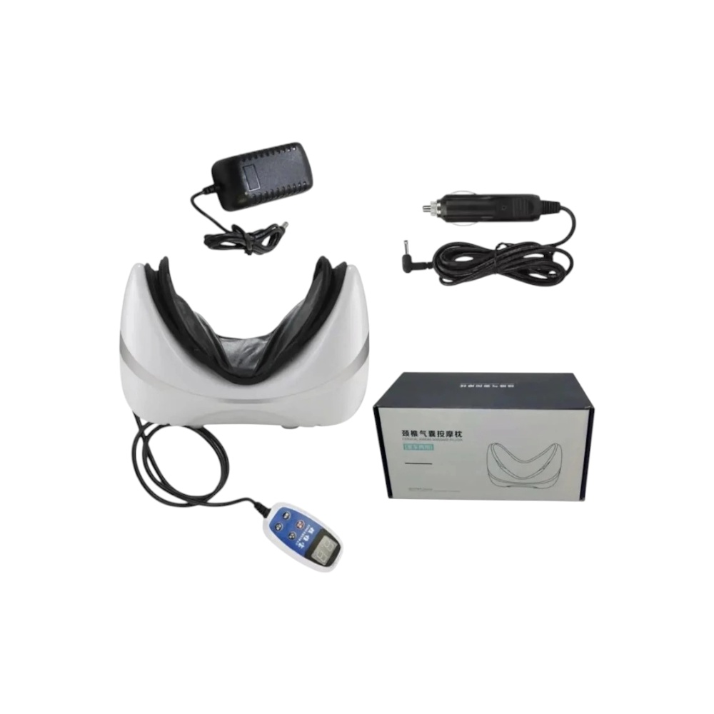 وسادة تدليك كهربائية لتخفيف آلام الرقبة و العمود الفقري العنقي -  أبيض