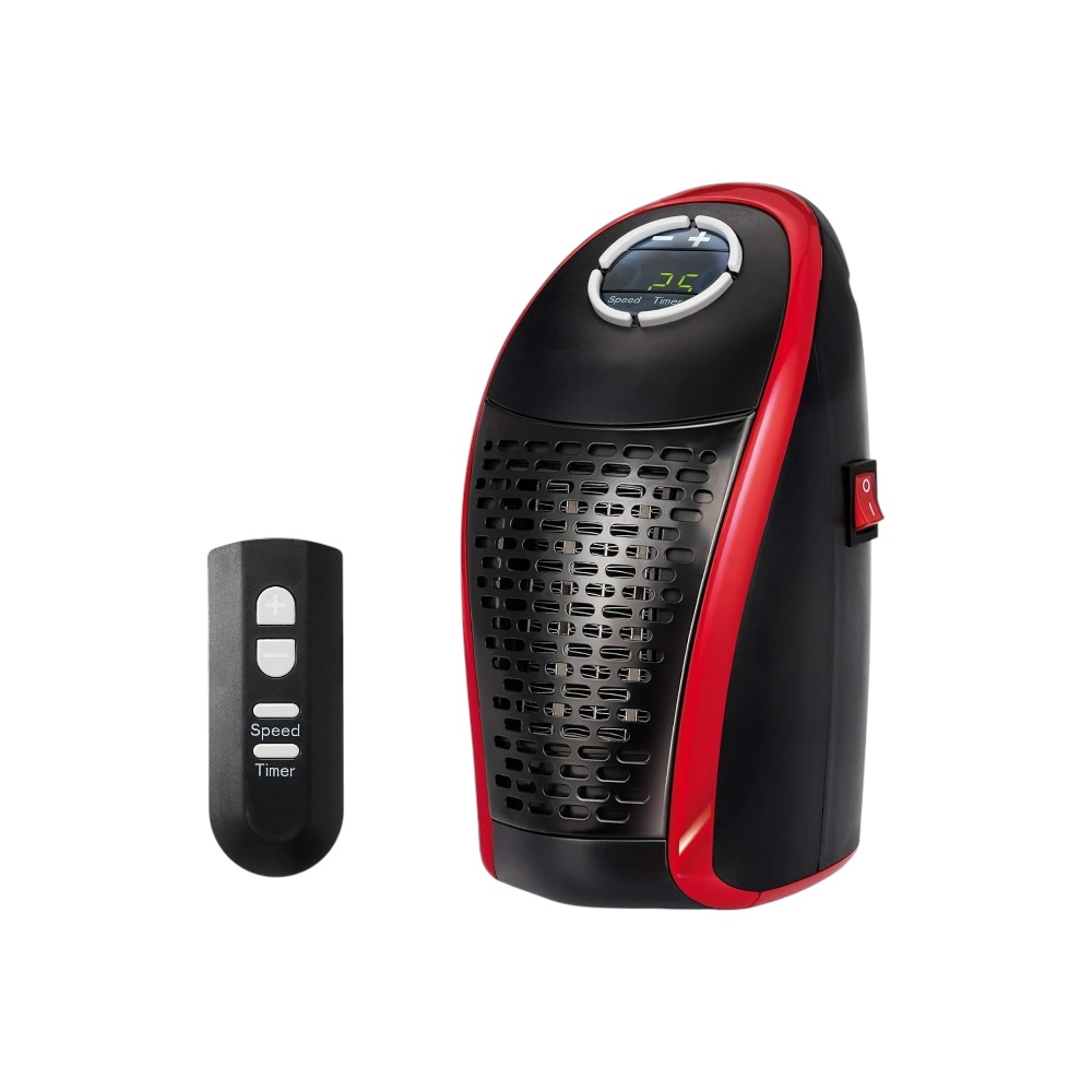 مدفأة كهربائية محمولة قوة 400 وات بجهاز تحكم عن بعد -  أسود 