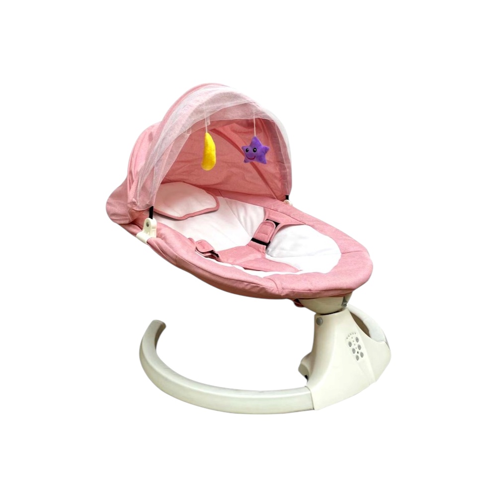 كرسي بيبيتا هزاز كهربائي للأطفال مع خاصية تحكم بلوتوث وجهاز تحكم عن بُعد  - وردي 