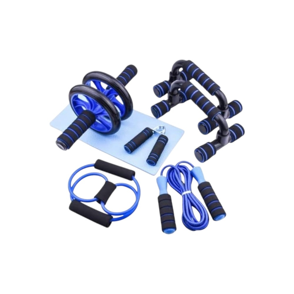 مجموعة آيرلانج عجلة تمارين البطن 7 في 1 مع عمودين للضغط - أزرق