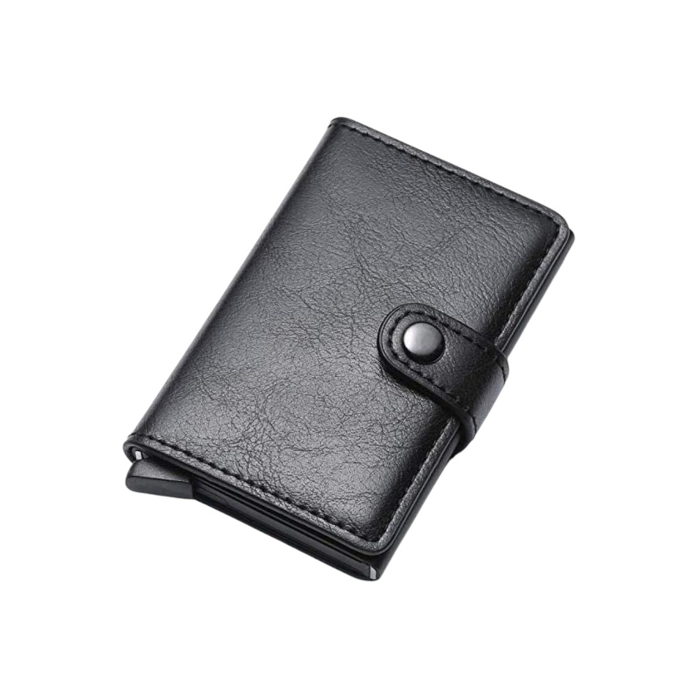 محفظة بيوديو نحيفة من الجلد الطبيعي - أسود