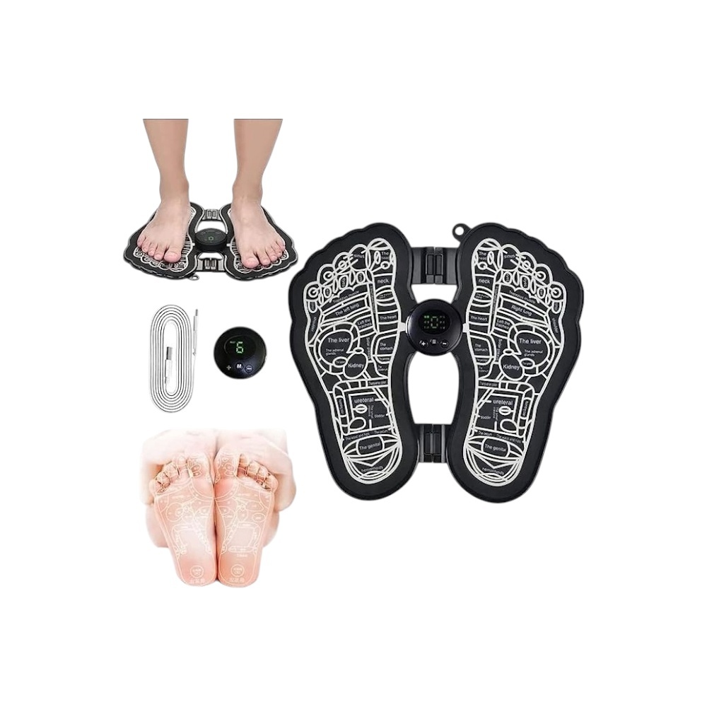 جهاز مساج القدم بليزانتربرايس اللاسلكي بتقنية EMS قابل لإعادة الشحن موديل 2024 - أسود