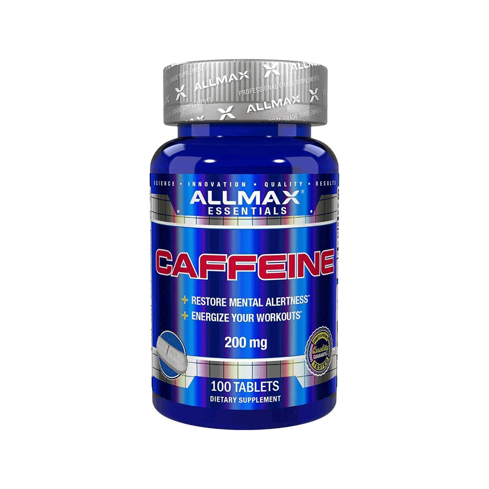 أقراص مكمل غذائي أولماكس كافيين 200 مجم يزيد اليقظة الذهنية والتركيز والطاقة - 100 قرص 