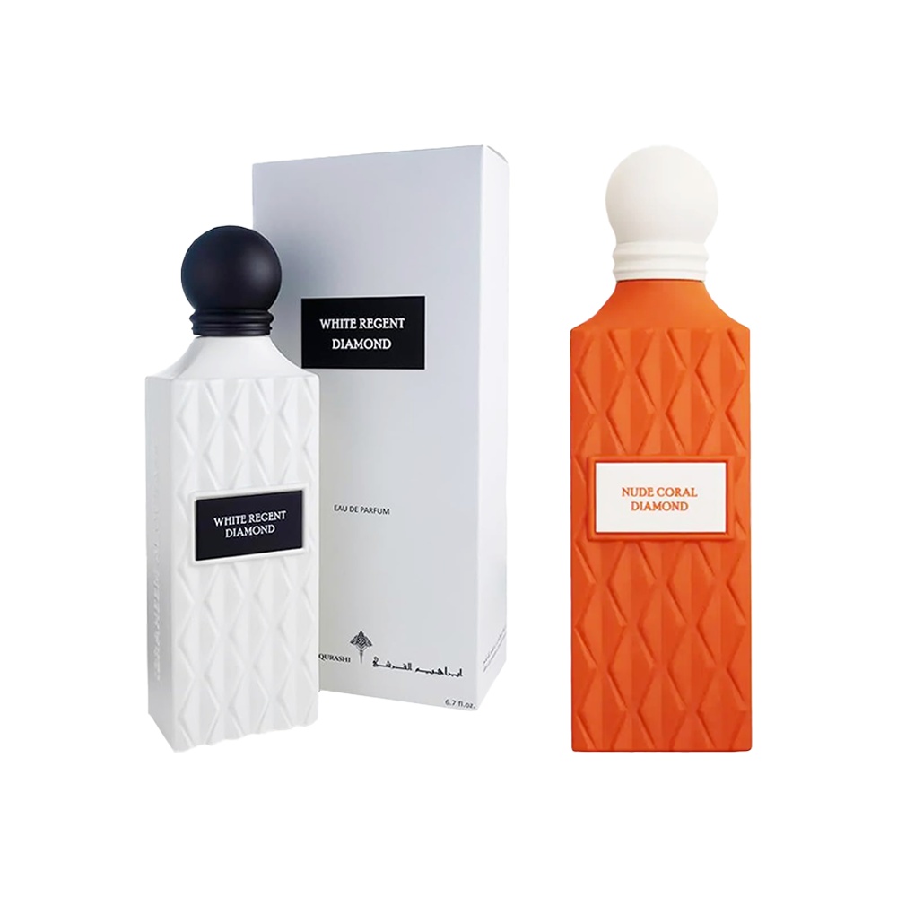 باكج عطور أصلية إبراهيم القرشي للجنسين عطر وايت ريجنت دايموند 150 مل + عطر نود كورال دايموند 150 مل