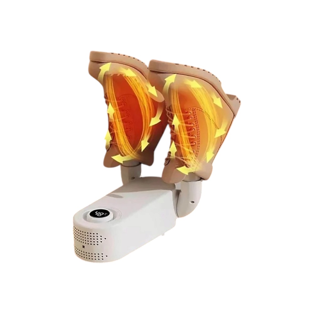 مجفف أحذية كهربائي محمول مع معقم ومسخن موديل QC-001 بتقنية التجفيف السريع - أبيض