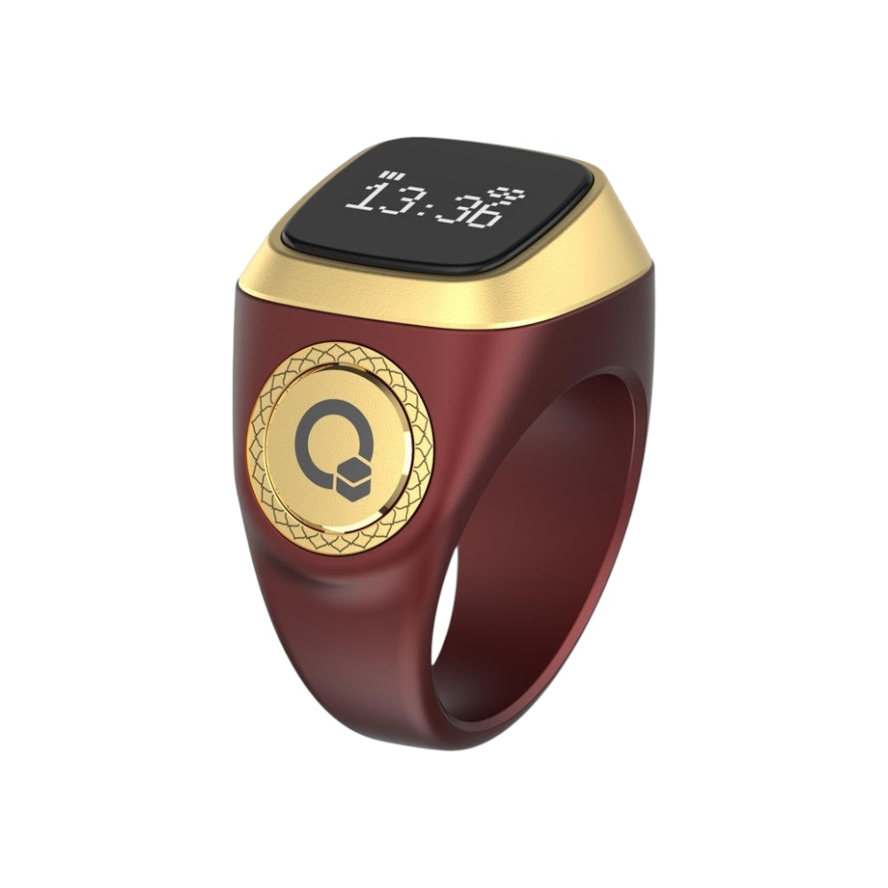خاتم ذكي لعد التسبيح بتقنية شاشة OLED وبميزة مقاومة الماء IP69 - أحمر