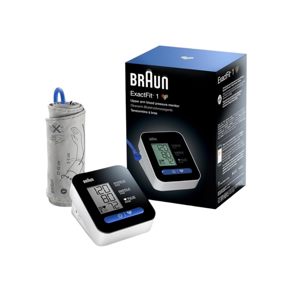 جهاز قياس ضغط الدم من أعلى الذراع براون إكزكت فيت 1 موديل BUA5000EU - أبيض