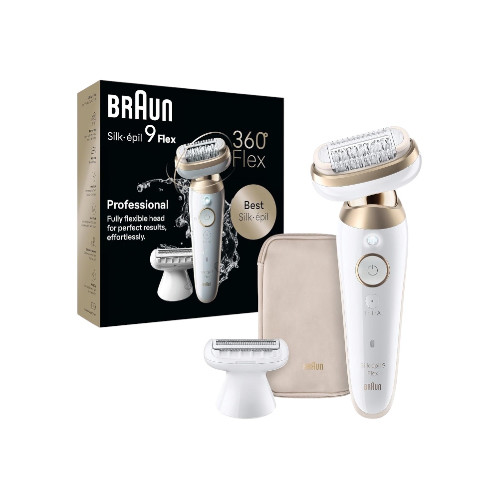 ماكينة إزالة الشعر براون سيلك ابيل 9 فليكس مع رأس حلاقة و3 ملحقات للنساء موديل SES9-041 3D - ذهبي 