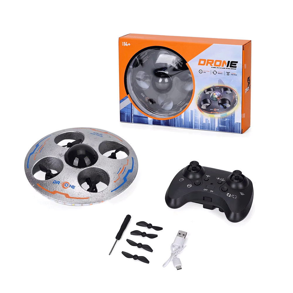 طائرة UFO رباعية المحاور بالتحكم عن بعد مع جيروسكوب - متعدد الألوان