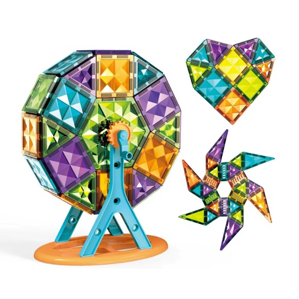 لعبة تركيب مكعبات مغناطيسية لبناء عجلة فيريس - 63 قطعة