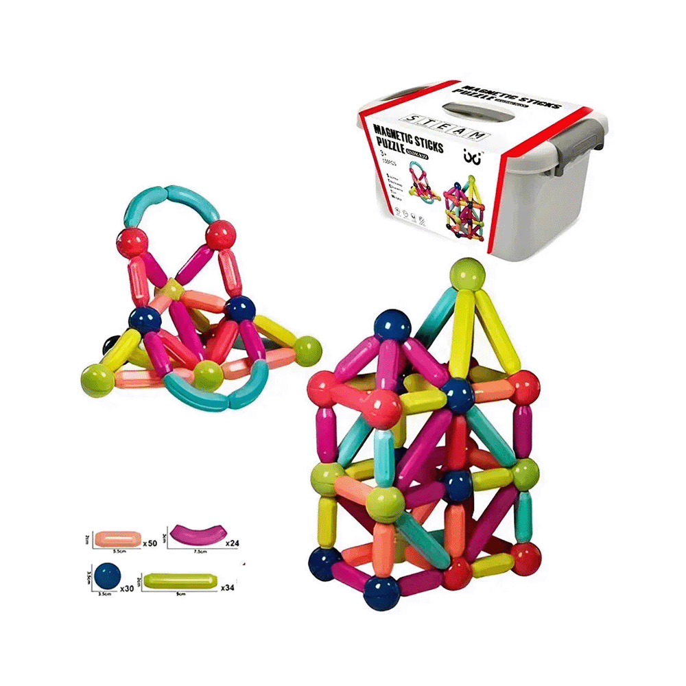 مجموعة أعواد و كرات بناء مغناطيسية ملونة - 108 قطعة