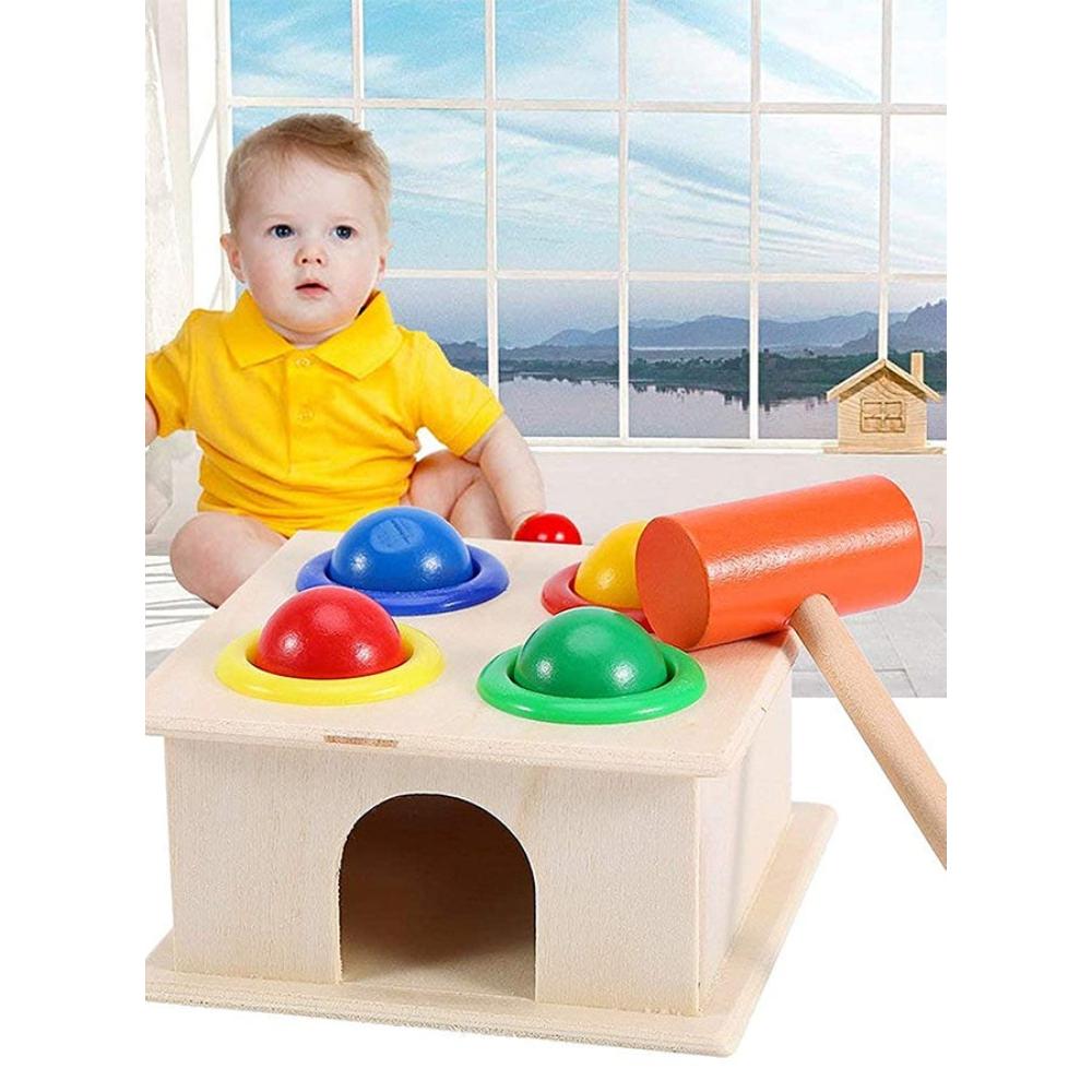  لعبة المطرقة والكرات الخشبية الملونة للأطفال - موديل 102421623068