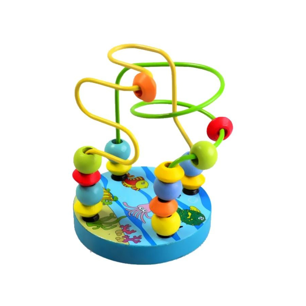  لعبة متاهة تعليمية خشبية بتصميم قضبان قطار وخرز