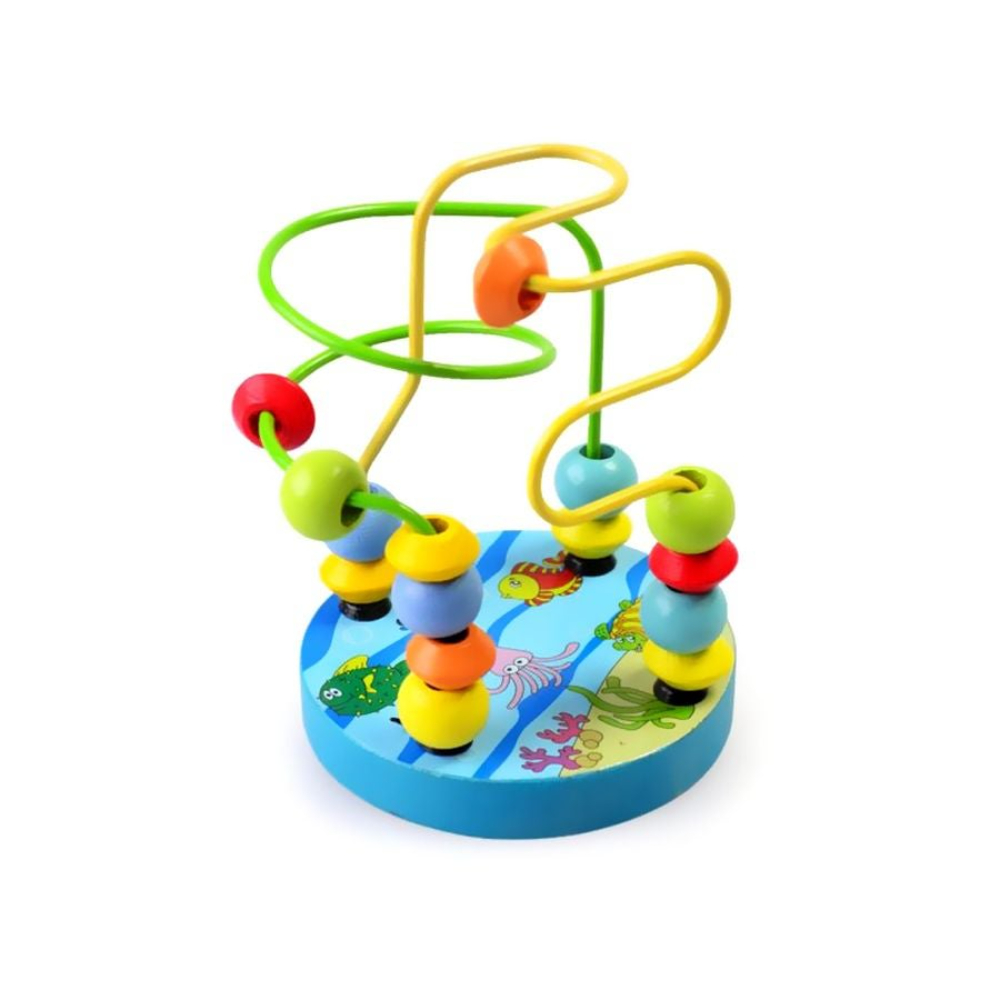  لعبة متاهة تعليمية خشبية بتصميم قضبان قطار وخرز