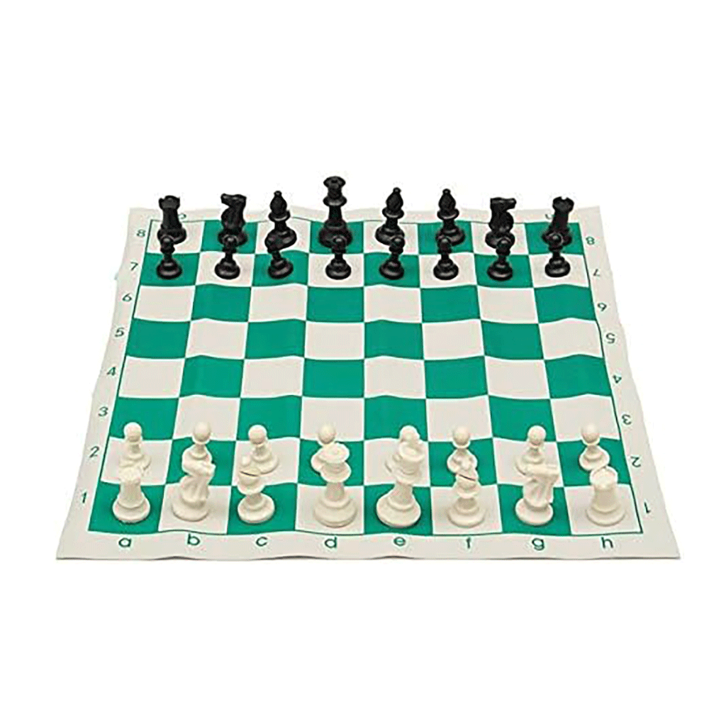 لعبة شطرنج محمولة مع لوح أخضر قابل للطي - متعدد الألوان
