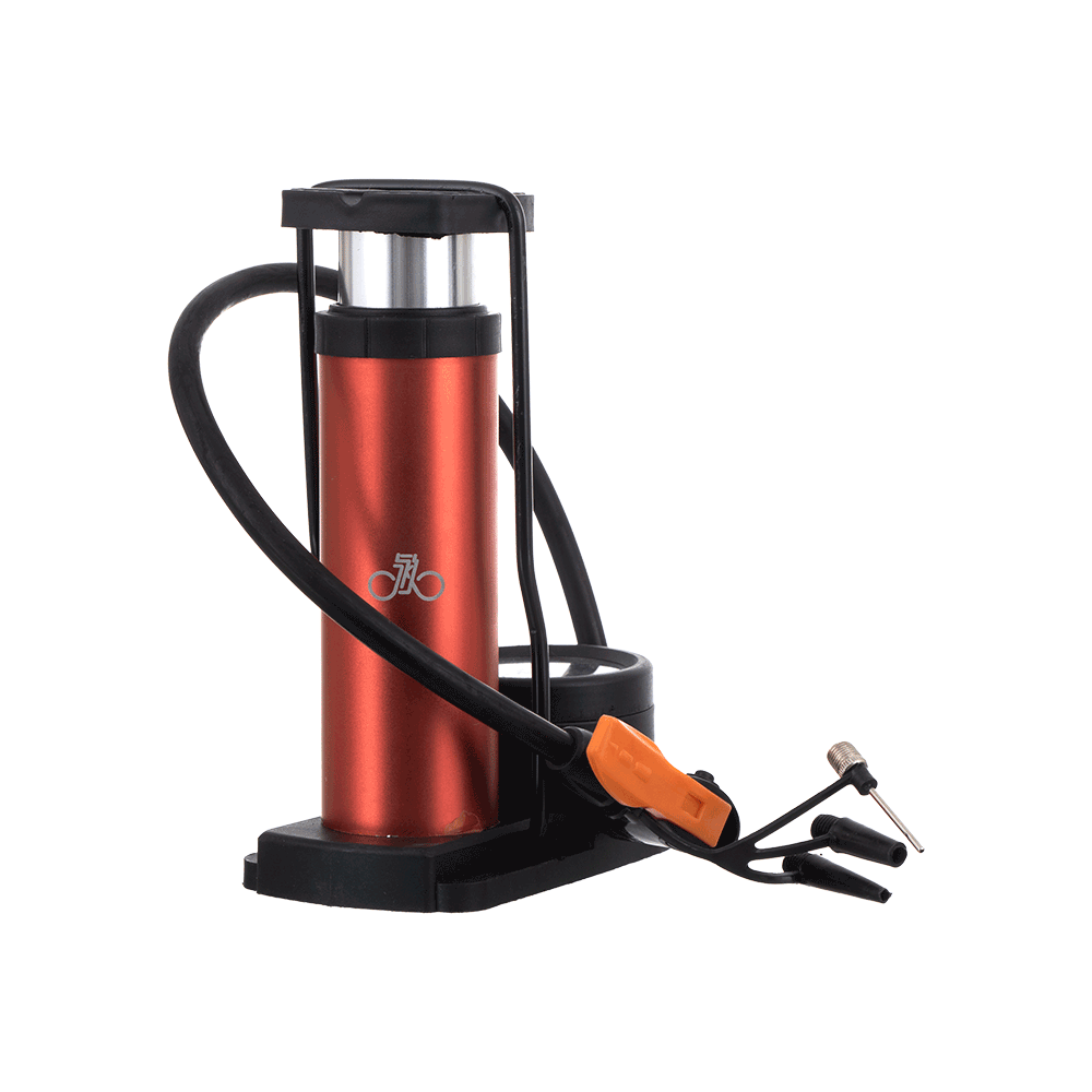 مضخة هواء قدم يدوية مع ساعة مؤشر الضغط موديل PUMP-ZHQN-1- أحمر