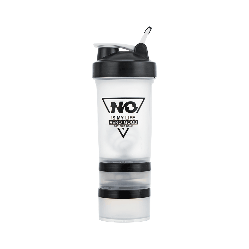 زمزمية بلاستيك رياضية 3 طوابق سعة 450 مل - أسود 