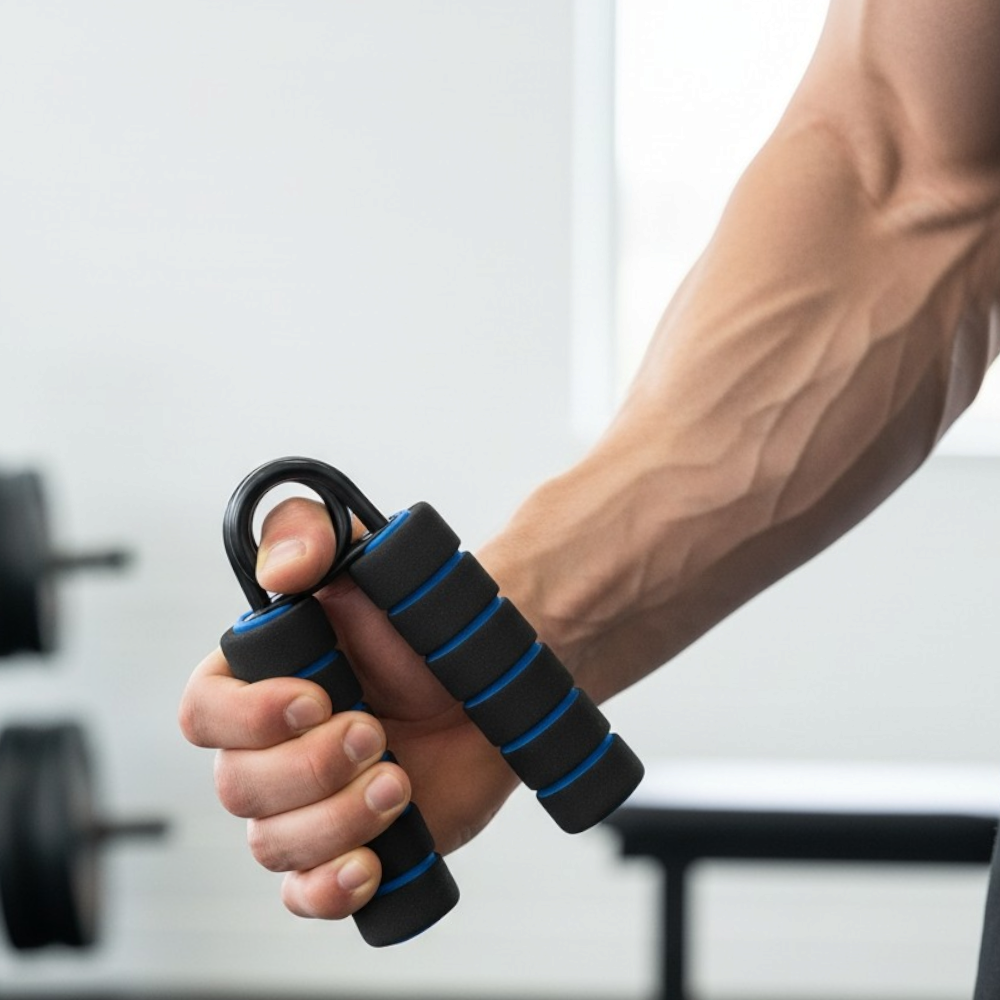 جهاز تقوية قبضة اليد بمقابض إسفنجية - أسود