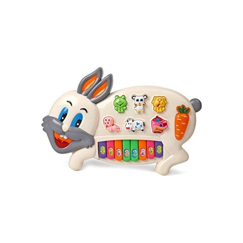 أم كيو فيت لعبة بيانو موسيقية على شكل أرنب مزودة بإضاءة وامضة 