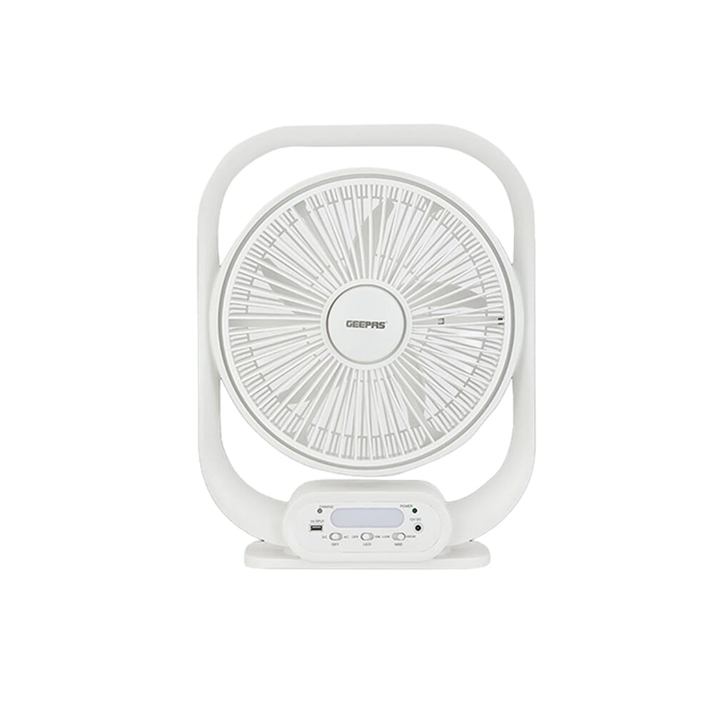 مروحة طاولة قابلة لإعادة الشحن بحجم 12 بوصة، ببطارية قوية 6V 4.5AH، زمن عمل 4 ساعات، ضوء ليلي LED، مدخل شحن شمسي، مخرج USB