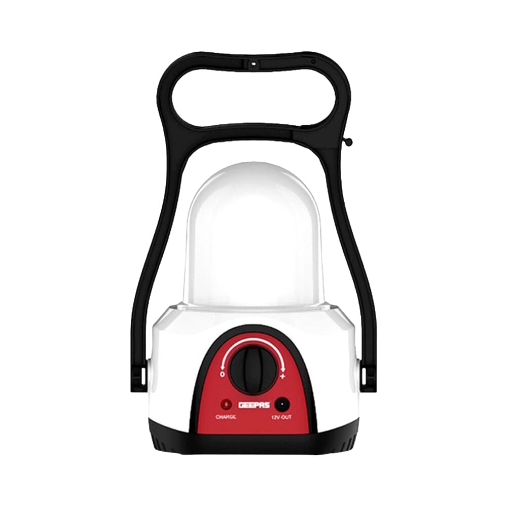 مصباح مخيم قابل لإعادة الشحن، 48 لمبة LED، دايمر - دوران 360 درجة - محمول، خفيف الوزن، مقبض حمل، ضمان لمدة سنتين أبيض/أحمر/أسود