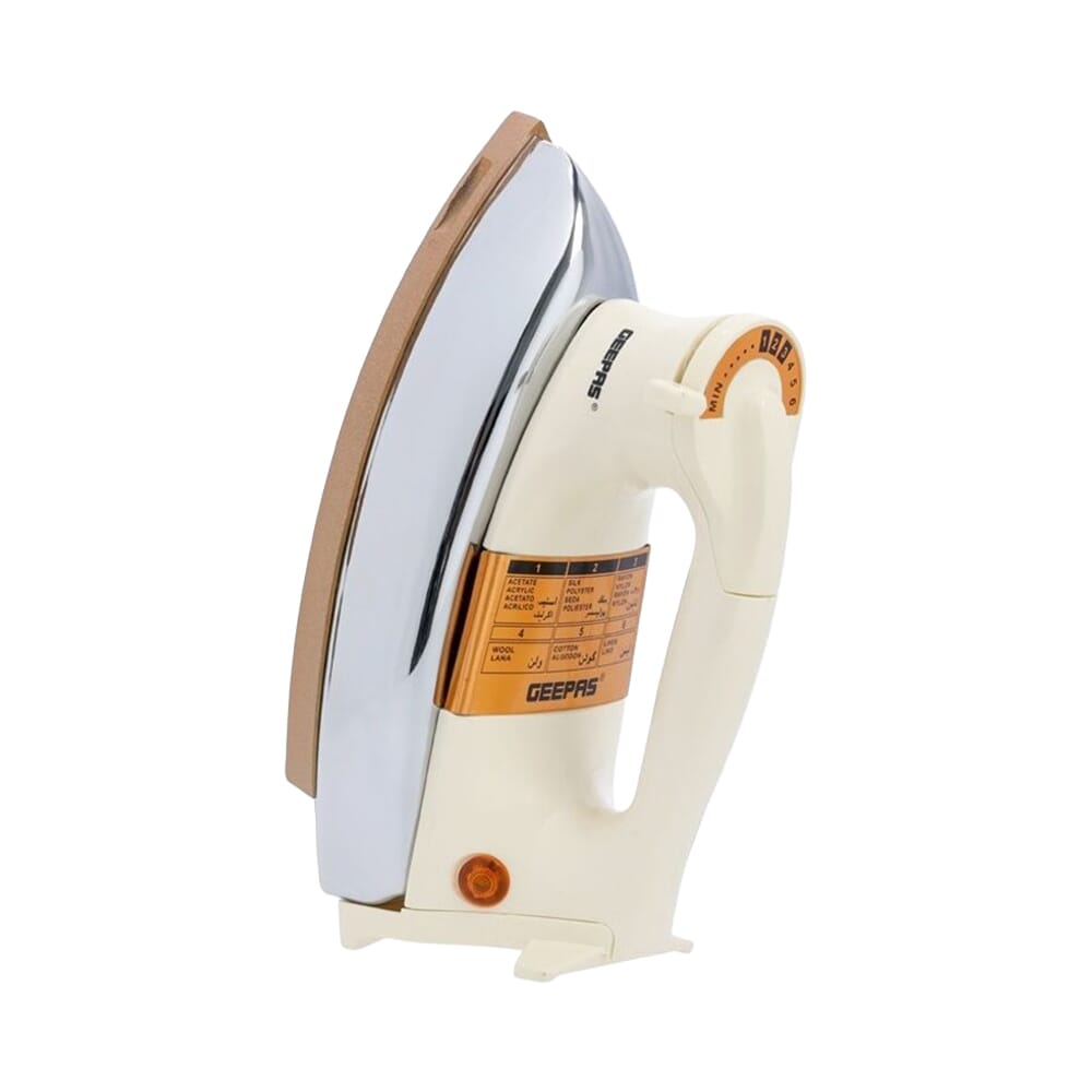 مكواة كهربائية ذات وزن ثقيل بقاعدة سيراميك ذهبية 1000 واط - أبيض/فضي/ذهبي