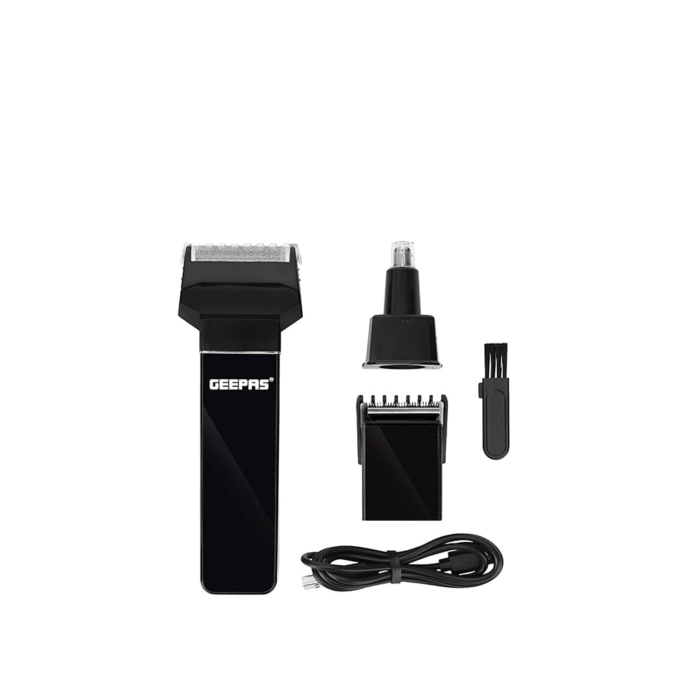 مقص الشعر واللحية القابل لإعادة الشحن 3 في 1، أسود، تصميم خفيف الوزن ومحمول