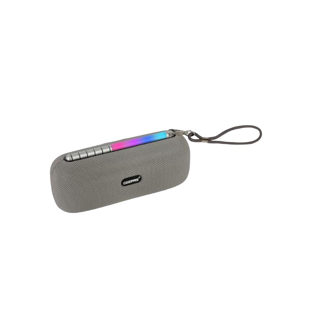 مكبر صوت بلوتوث قابل لإعادة الشحن من جيباس، مع وظيفة TWS وراديو FM، تصميم خفيف الوزن ومحمول، رمادي أسود