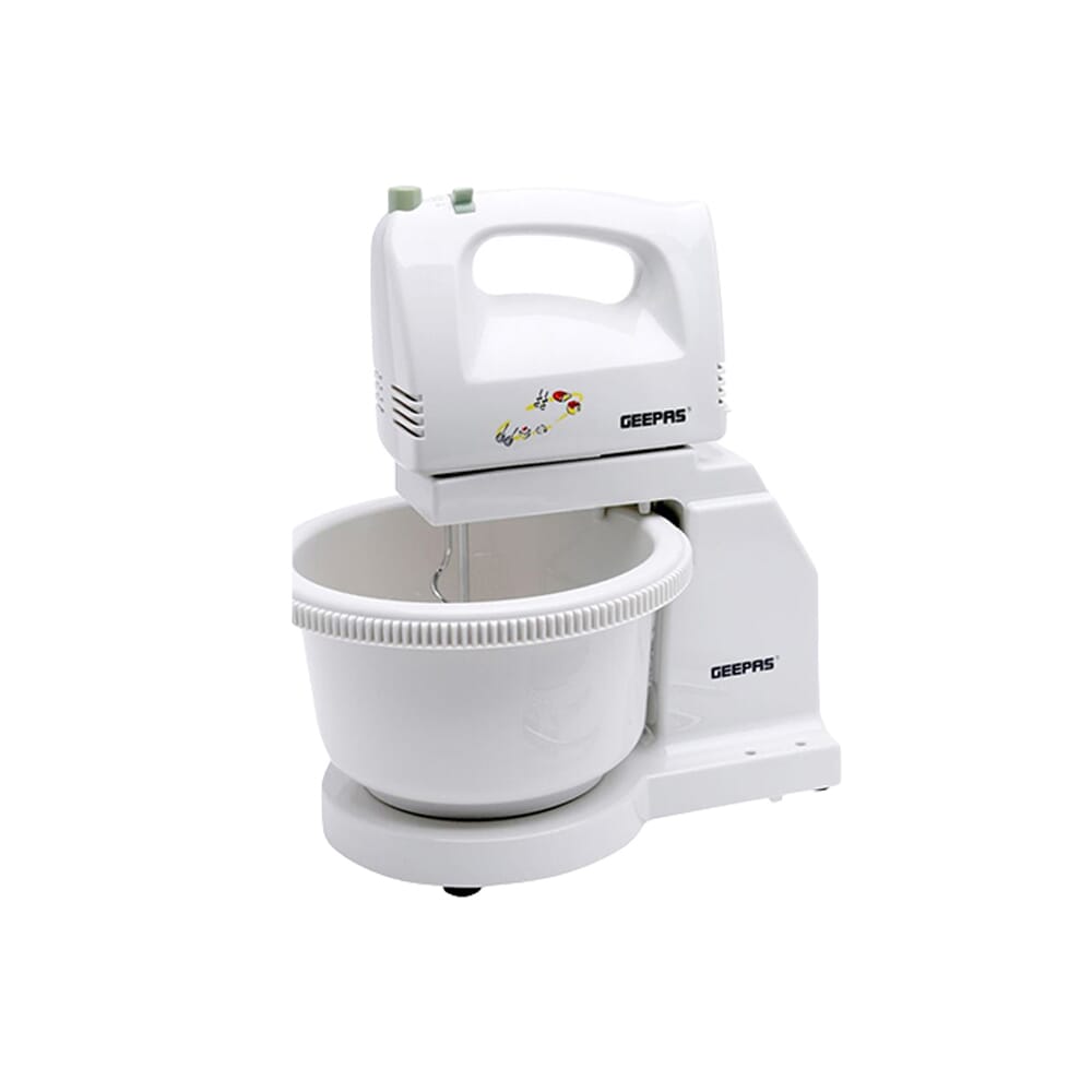 مضرب يدوي من جيباس مع قاعدة ووعاء 200 واط - أبيض