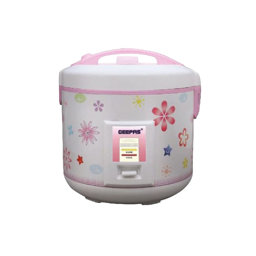 طنجرة أرز كهربائية جيباس 1.5 لتر 500 واط أبيض/الوردي/الأخضر