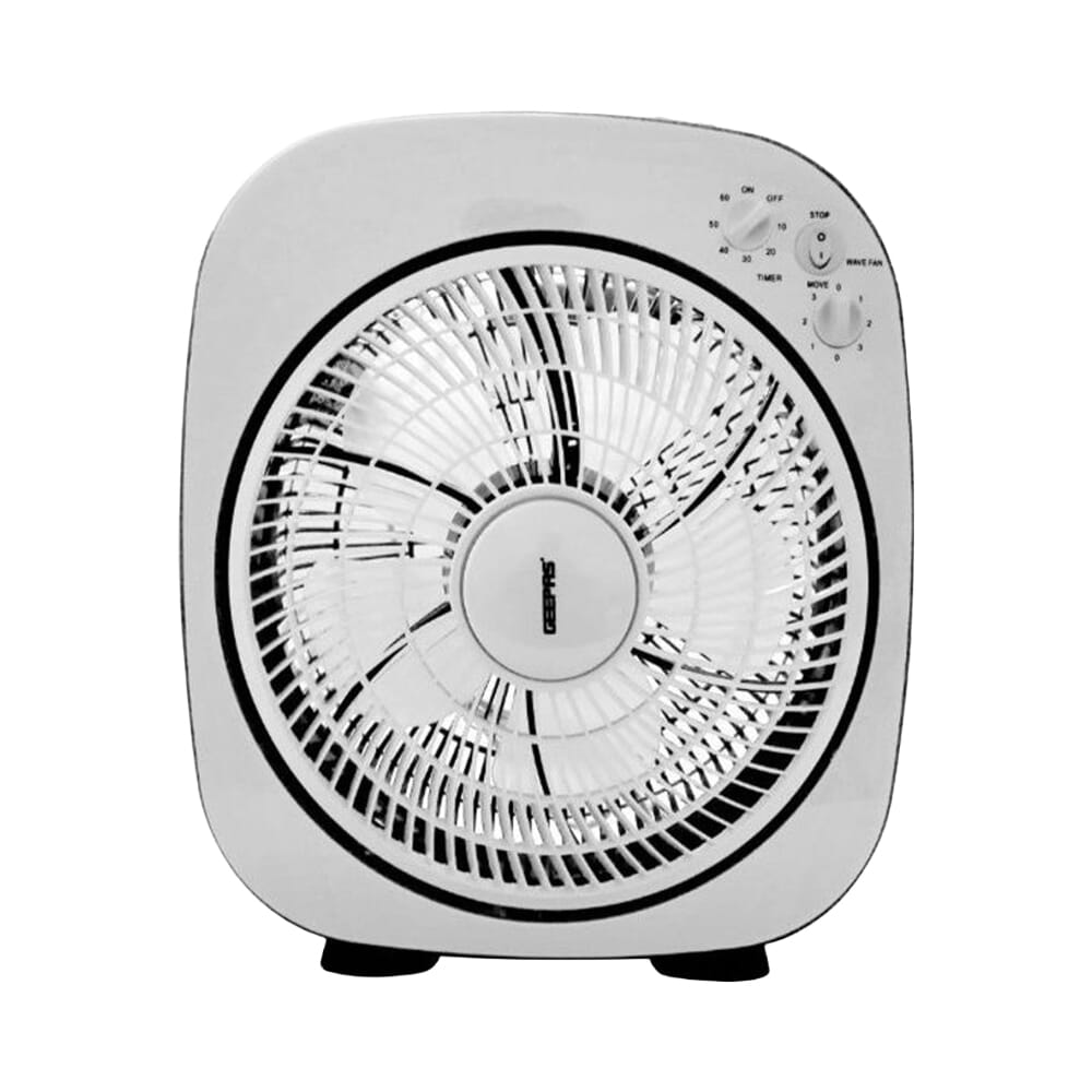 مروحة جيباس بحجم 12 إنش مع 3 سرعات ومؤقت 60 دقيقة - أسود/أبيض