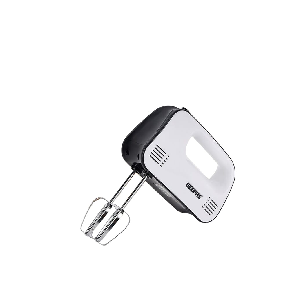 خلاط يدوي جيباس - ١٥٠ واط، ٣ سرعات، زر إخراج وحماية من الحرارة، يشمل ٢ مرفق