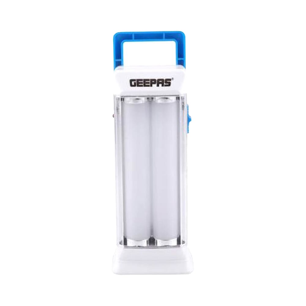 مصباح طوارئ قابل لإعادة الشحن، 18 LED، بطارية قابلة للشحن، مقبض محمول، ضوء ساطع، أبيض/أزرق