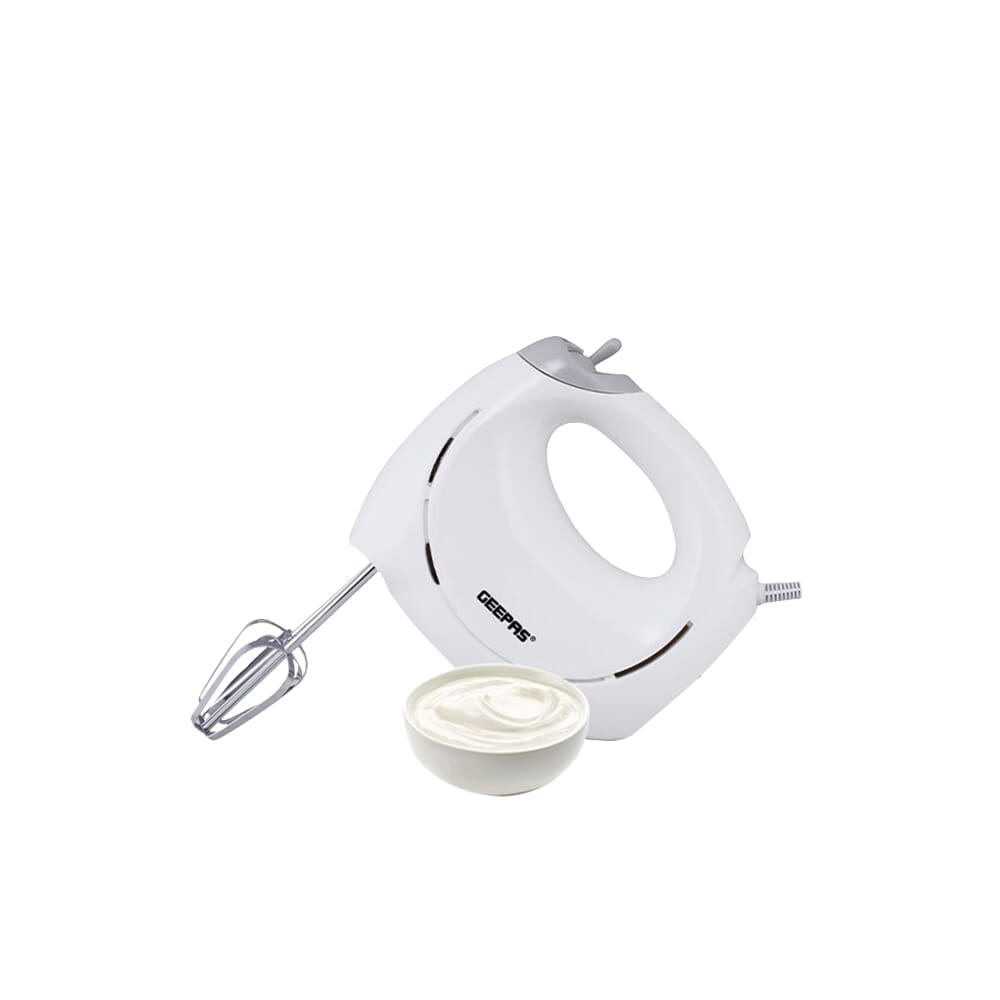 مضرب يدوي جيباس - 2 خطاف للبيض و2 خطاف للعجين - مضرب طعام وكيك احترافي للخبز، 7 سرعات، يشمل خطافات كروم إضافية طويلة وخطافات للعجين