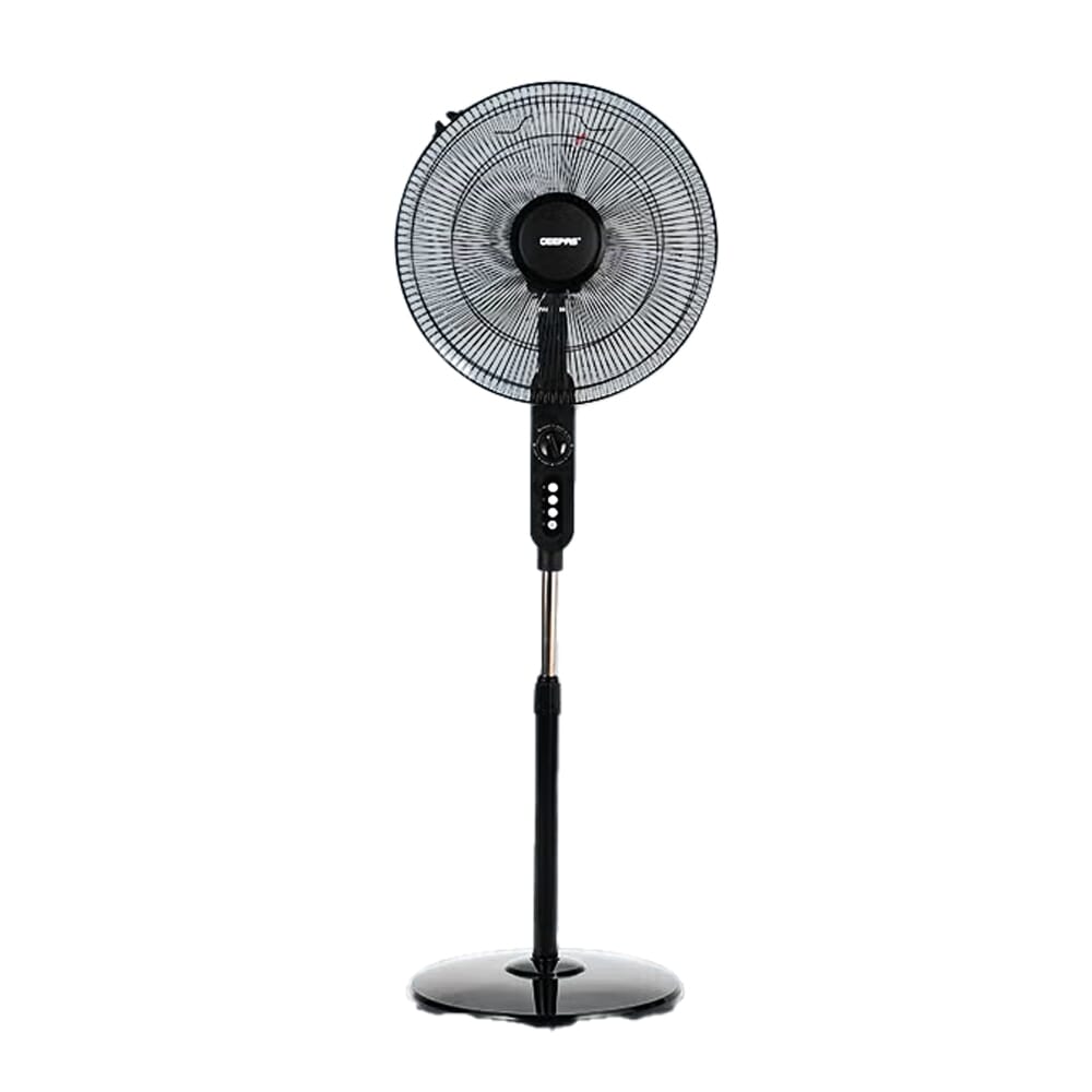 مروحة قائمة جيباس 3 سرعات 5 أوراق تدور أفقيًا ارتفاع قابل للتعديل وزاوية ميل مدمجة مؤقت 60 واط GF9488N متعددة الألوان