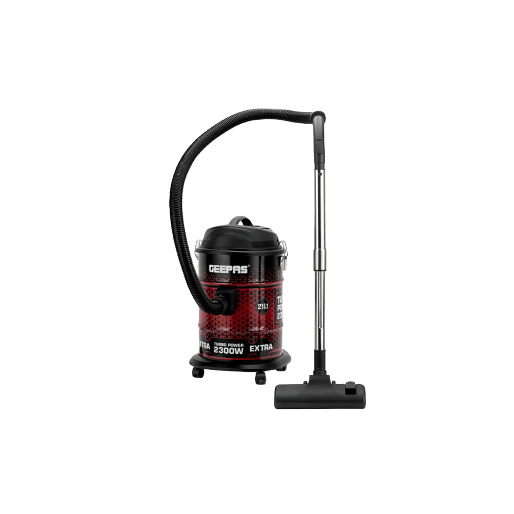 مكنسة كهربائية بطاقة شفط ونفخ قوية من جيباس، جسم معدني مضاد للصدأ 21 لتر 2300 واط، أسود/أحمر