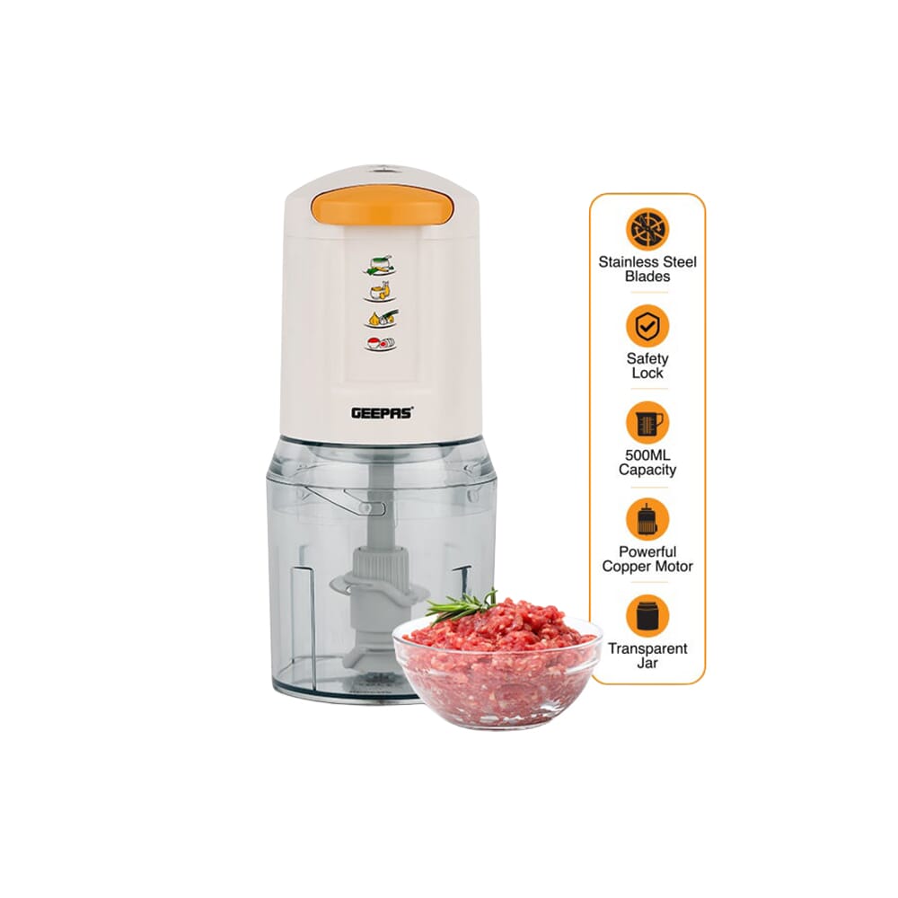 مفرمة طعام متعددة السرعات من جيباس بسعة 500 ملل، شفرات من الفولاذ المقاوم للصدأ، 500 واط، متعددة الألوان