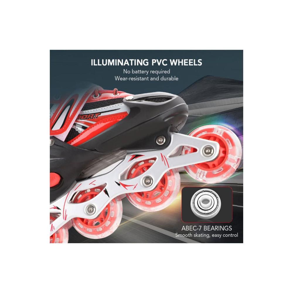 حذاء تزلج بصف واحد قابل للتعديل مع عجلات مضيئة - M