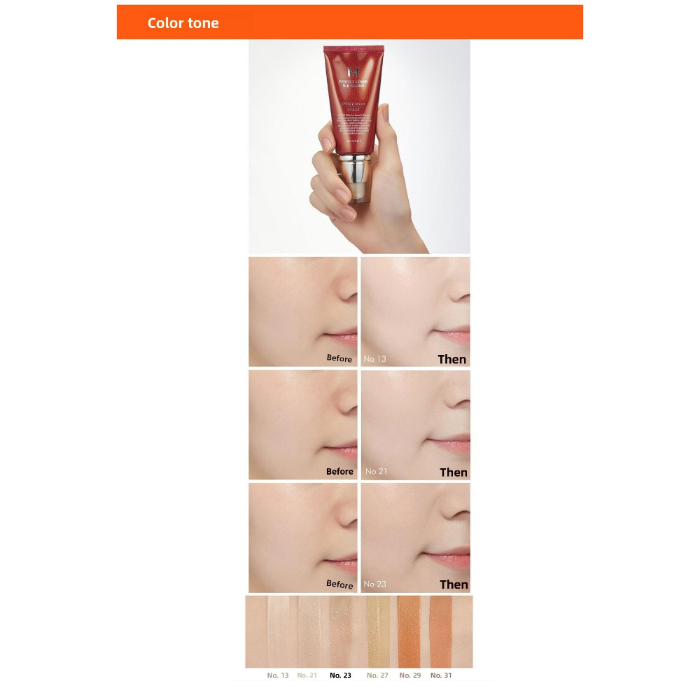 كريم أساس Missha M Perfect Cover BB - لون كراميل بيج - 50 مل