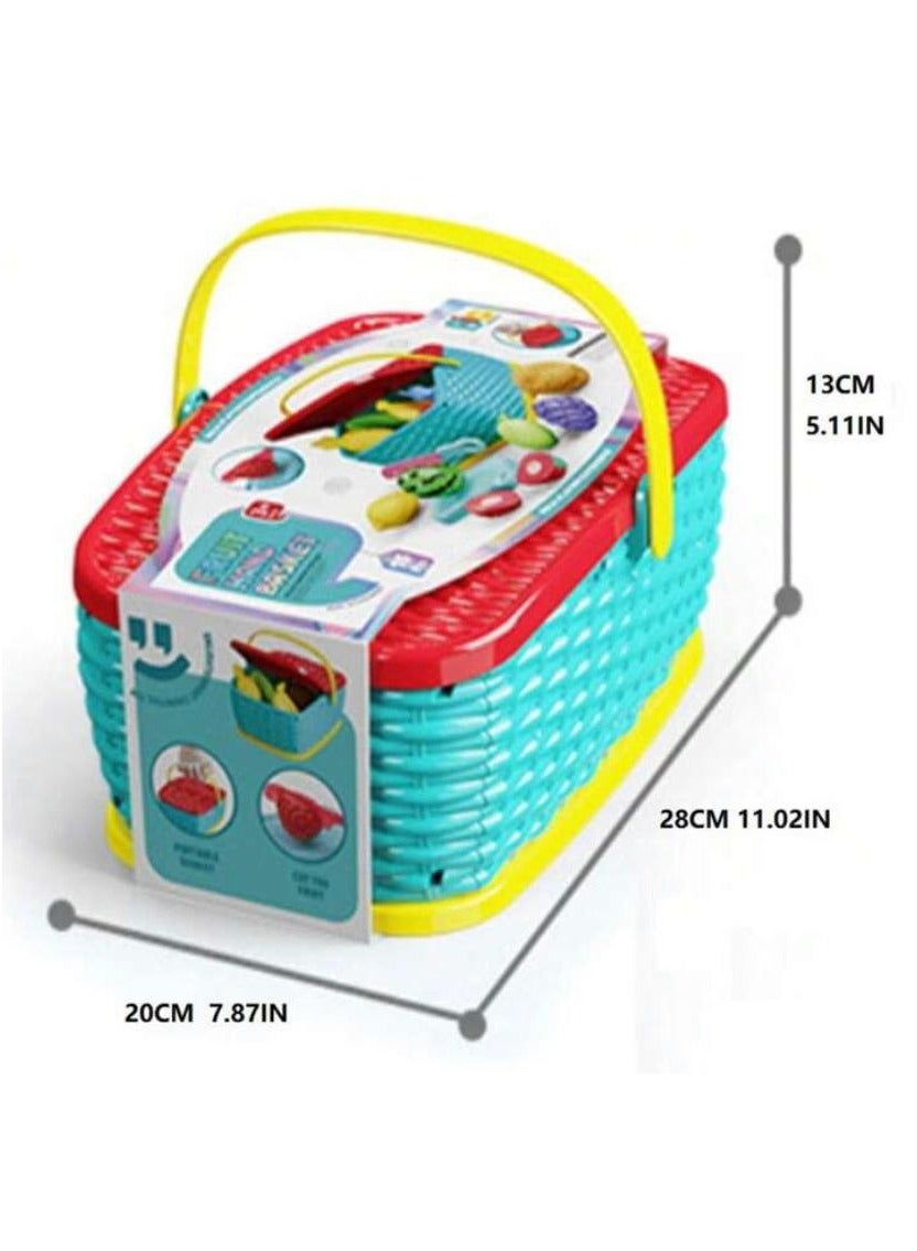 لعبة مرح لعبة تقطيع الفواكه والخضروات مع سلة - 14 قطعة