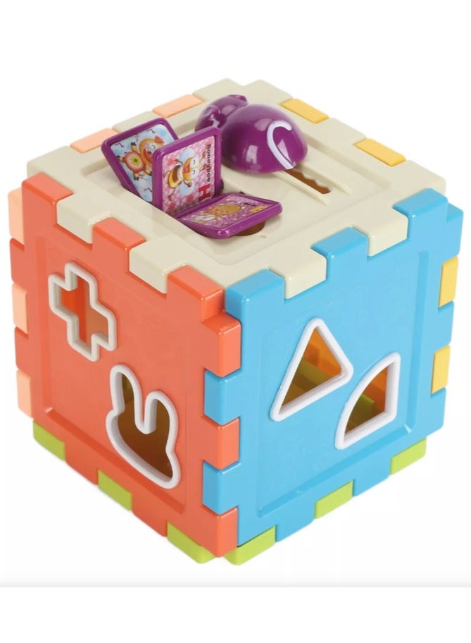 لعبة مرح لعبة مرح مكعب ألغاز الأشكال الهندسية متعددة الألوان - 9 قطع