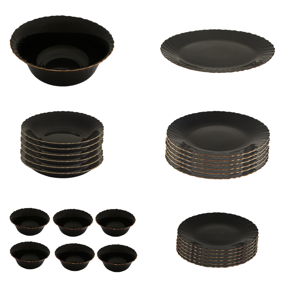 داني هوم مجموعة أواني الطعام سيراميك - 26 قطعة أسود
