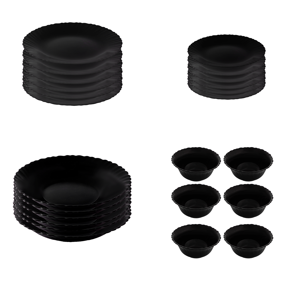 داني هوم مجموعة أواني الطعام سيراميك - 24 قطعة أسود