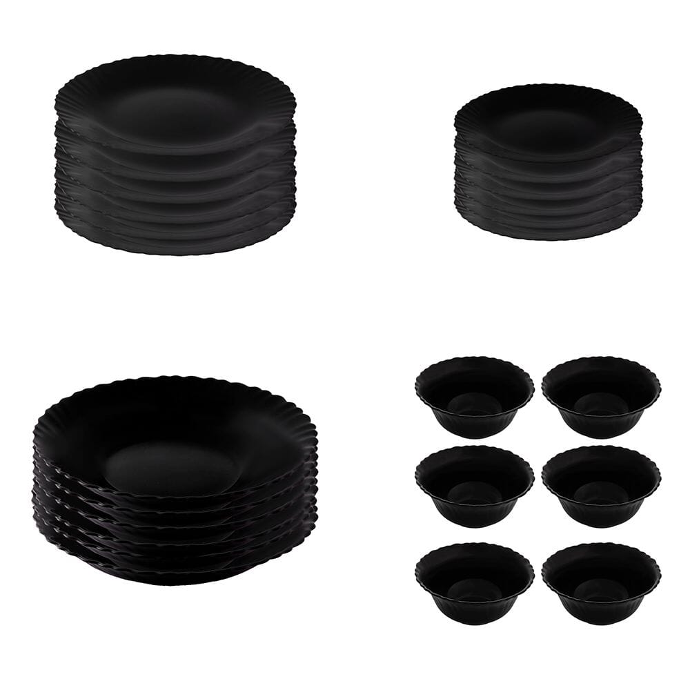 داني هوم مجموعة أواني الطعام سيراميك - 24 قطعة أسود 